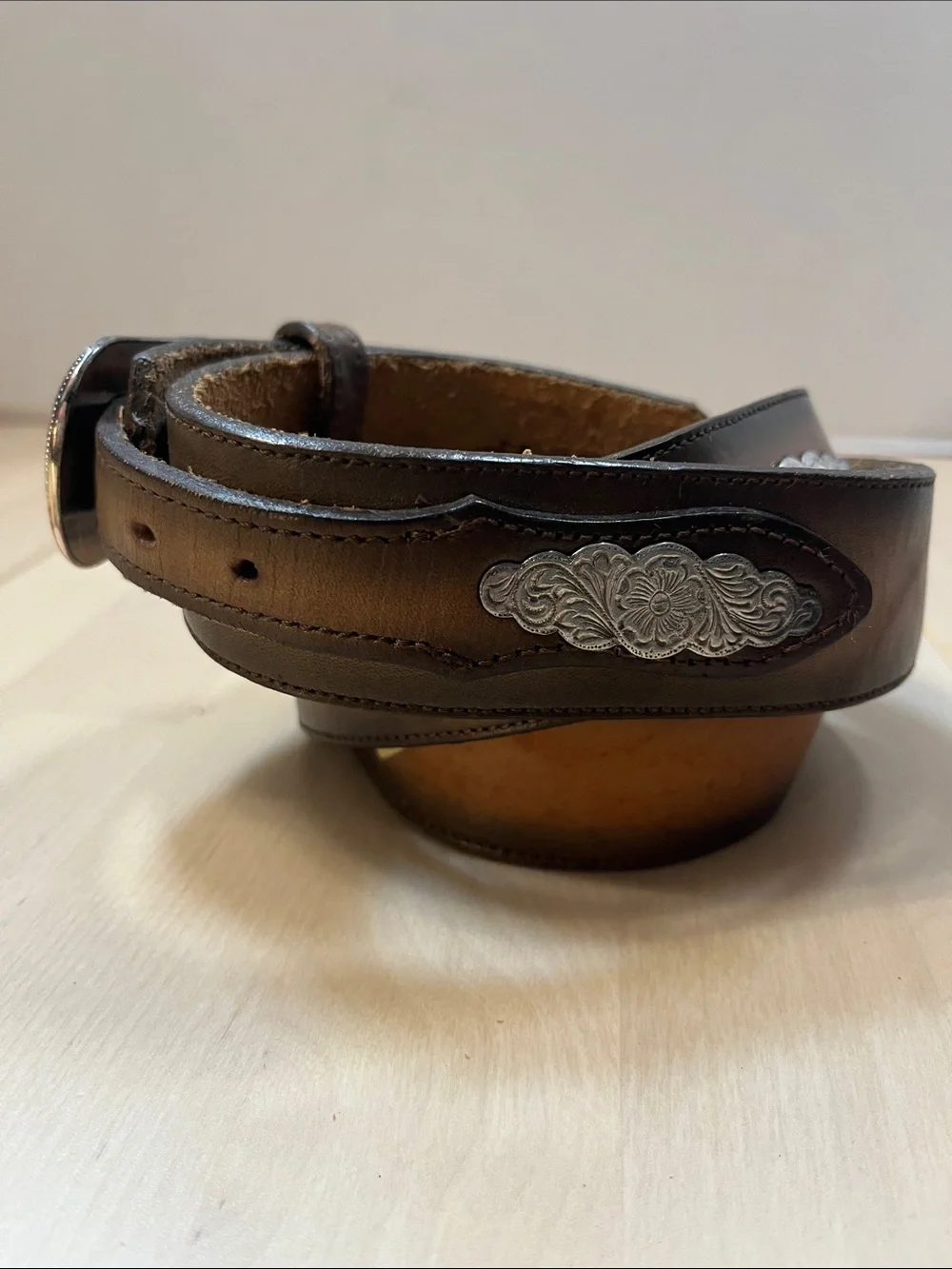 Nocona Brown Leather Western Belt w/ Silver Tone Hardware Men’s Size 40